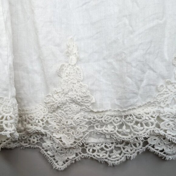 Bellambra Italian 100 Linen White Lace Detail Sleeveless Blouse Women Small - Picture 4 of 11
